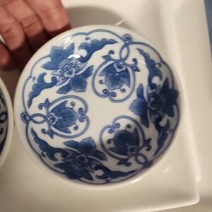 Blue and White Floral Ceramic Bowl
